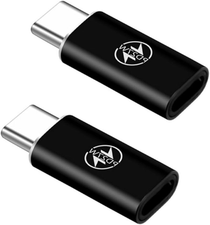محول أسود 8Pin أنثى إلى USB C ذكر 27 واط شحن سريع لآيفون 15 16 سلسلة سامسونج S24 - Image 1